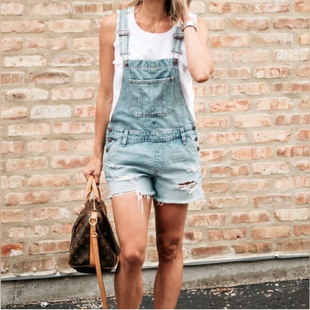Abercrombie & Fitch Light Blue Denim Overalls